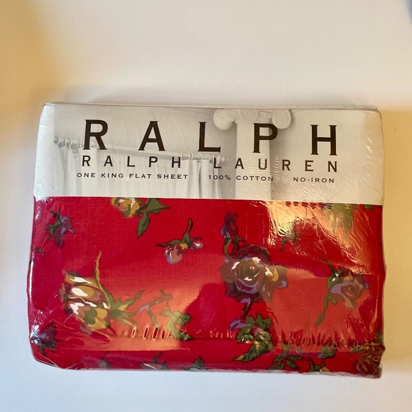 Ralph Lauren King Flat sheet - Muse Red - new in package - Picture 1 of 2
